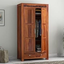 SHEKHAWAT ROYALE New Solid Sheesham Wood 3-Door Wardrobe | 180 cm Height | Wooden Almira with Hanging Rod & Storage | Brown Finish | Bedroom Cabinet for Clothes-image-6