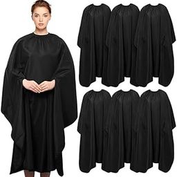 Hot Hairs Nylon Waterproof Barber Hair Cutting Apron for Hair Cut Hairdressing Barber Salon Cape for Barber Use, Black, Pack of 6-25