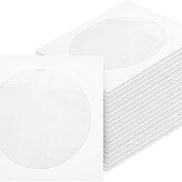 100pcs White Paper CD DVD Sleeves,120g 5inch CD DVD Sleeves Envelope Holder with Clear Window and Flap-image-42