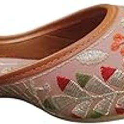 Women's Women Ethnic Rajasthani Embroidered Jutti | Traditional Handcrafted Mojari Flat Shoes | Vibrant Thread Work | Jutti for Salwar Suit, Kurti, Lehenga, Saree (Peach)-image-77