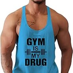 BAB Men’s Scoop Neck Gym Vest | Stylish & Comfortable Vest | Gym is My Drug Printed | Yoga Sando for Men | Polyester-image-34