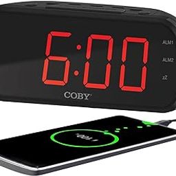Coby Digital Dual Alarm Clock with FM Radio - Large LED Display Bedside Clock with Battery Backup, USB Phone Charger, Volume, Dimmer, 20 Memory Presets, Snooze, 12/24H, Travel, Home, Office-picture-10