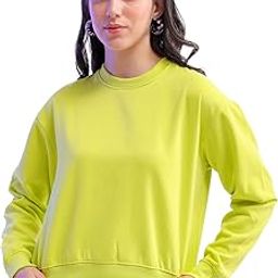 Women Regular Fit Solid Crop Overhead Crewneck Sweatshirt-image-57