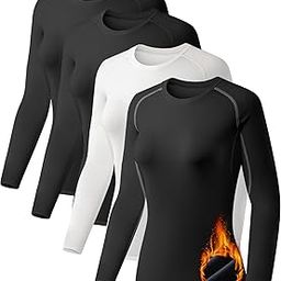 4 Pack Women's Thermal Shirts Fleece Lined Athletic Tops Long Sleeve Compression Workout Baselayer for Cold Weather-picture-7