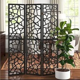 UPZING DECOR Wooden Room Partition Screen Room Divider Separator 6Ft Tall 3 Panel Folding Freestanding Partition Wall Divider for Home, Office and Bedroom-image-43