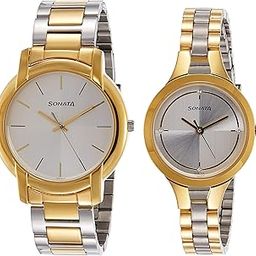 Quartz Analog Silver Dial Stainless Steel Strap Watch for Couple-NS79548151BM01P-50