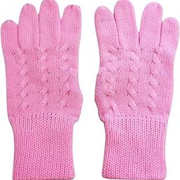 Womens Winter Acro Wool Blend Knitted Warm gloves with Cable Design, Super Warm Cozy Windproof gloves (Pink)-image-2