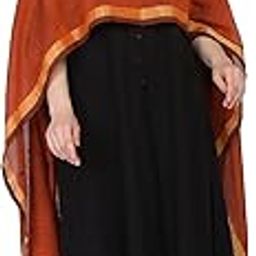 Women's Handloom Hand Woven Cotton Buti Zari Dupatta With Pom Pom Edgings (2.5 Meters) (Rust)-picture-12