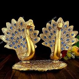 Nuggs Metal Golden Oxidized Peacock Pair Decorative Home Decoration & Gift Item-image-11