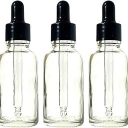 VOW 30 ML Transparent Round Empty Glass Bottle, Glass Dropper, Black Ring, Silicone Black Teat, Refillable, Reusable, Leak Proof for Essential Oils, Perfumes_Pack of 3-image-84