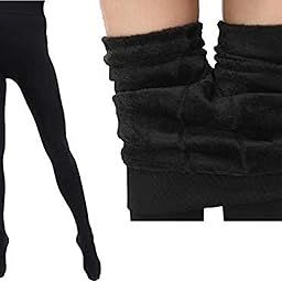 women skinny warm pantyhoselegging opaque thick fleece lined tharmal pantyhose tight for winter full leg pack of 1-30