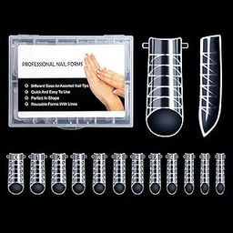 NMKL38 120Pcs Clear Dual Nail Forms Full Cover False Nail Tips Arched for Poly Nail Gel Extension Mold (U Shape)-49