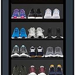 SANAMSTORE Multi Utility 6 Layer Shelf Collapsible Metal Pipes with Non-Woven 100GSM Fabric Cover for Shoe/Cloth/Toy/Books Rack (Black, Metal)-image-1