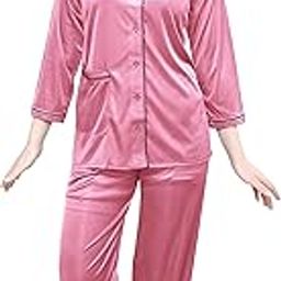 Women's Satin Plain/Solid Top and Pyjama Set Pack of 1-image-10