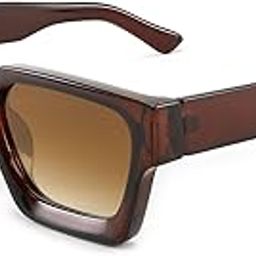 Retro 90s Square Sunglasses for Women Men Trendy Chunky Rectangle Sunglasses UV400 Protection E1047-5