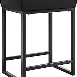 INDIDECOR 61861 24.8" Bar Stools Counter Height Metal Barstool 1PCS Pu Leather Modern Square Island Bar Stool Kitchen Dining Cafe Chair Thick Cushion Metal Steel Frame Base with Footrest (Black)-image-96