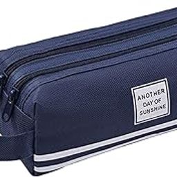 YUISI Large Capacity Pencil Case, Multi Compartment Double Zipper Portable Pencil Pouch, Big Capacity Pencil Case Suitable for College Students and Teenagers (Blue)-image-46
