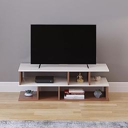 FURNEASER Casco TV Stand - Engineered Wood TV Showcase Entertainment Console Shelf Storage for Set Top Box, Decor, Books for Living Room TV Unit for 43 Inch TV Exotic Teak & White-image-84