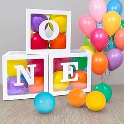 Party Propz Rubber Baby Balloon Box For 1st Birthday - 3 Pcs, One For Girl First Decorations, Letter Box Decoration Items, Multicolor-12