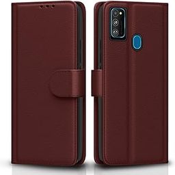 Pikkme Flip Cover for Samsung Galaxy M30s / M21 / M21 2021 Leather Finish | Inside TPU with Card Pockets | Wallet Stand and Shock Proof | Complete Protection Flip Case(Brown)-image-87