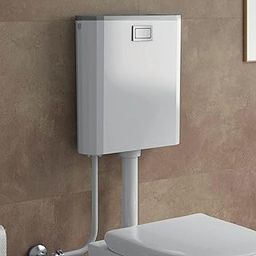 TAXAN Single Flush Tank for Toilet - 8 LTR Water Capacity – Polypropylene Smart PVC Slim Cistern - Wall Mounted, Push Button Front Flushing Tank and Air Freshner with Complete Set (Grey & White)-image-34