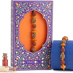 Phool Rudraksha Rakhi | Divine Protection Rakhi for Brother| Roli & Chawal Included-image-89