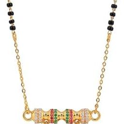 925 Sterling Silver Ruby Green Kala Mani/Black Beads Mangalsutra For Women | Hypoallergenic | Tanmaniya | Pure Silver Gift For Wife-38