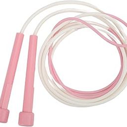 Adjustable Jump Rope, Portable Ergonomic Soft Skipping Rope for Kids Outdoor (Pink Handle and Pink and White Rope)-image-68