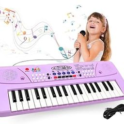 KID KRAZE 37 Keys Kids Piano with Mic Portable Electronic Keyboard Toy Beginners Educational Songs Recording Musical Toys Age 3 to 5 Years Pn11, Purple-image-16
