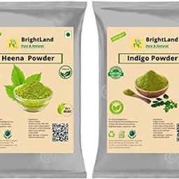 Brightland 100% Natural Dye for Black Hair (Henna Leaves powder, Indigo leaves powder) For hair (100gm Each)200gm-image-39