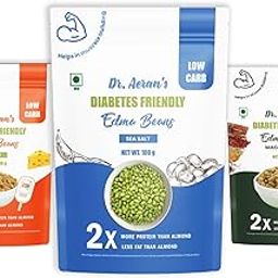 Dr. Aeran's Diabetes-Friendly Edamame Beans All 3 Flavours (Pack Of 3)|Dried & Roasted|Lightly Salted|Easy Blood Sugar Control|Protein Rich & Low Carb Vegetarian & Vegan|Soy-Based,Flavors,300 Gram-image-3