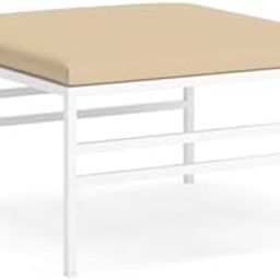 64909 Large Vanity Stool/Bench, Cushion Vanity Chair, Dressing Makup Stool Bench, Vanity Seat for Bedroom, Living Room, Bathroom Ottoman - White Frame with Beige Cushion-image-34