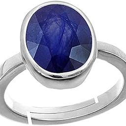 Certified Original 5.25 Ratti or 4.80 Ct Blue Sapphire Stone (Neelam Stone/Nilam Stone) Gemstone Lab Tested Silver Plated Adjustable Ring-image-91