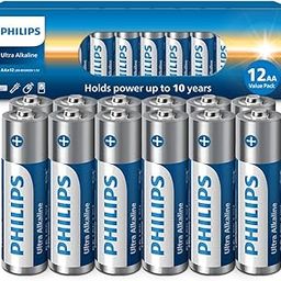 PHILIPS AA Batteries 12 Pack 1.5v Ultra Alkaline Double A Batteries, 10-Year Shelf Life, Ideal for Blink Outdoor Camera Battery, Alarm System, Doorbell, Smoke Detector Batteries. [Non-Rechargeable]-image-61