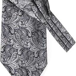 Men's Jacquard Business Floral Classic Cravat Ascot Tie (Grey)-image-68
