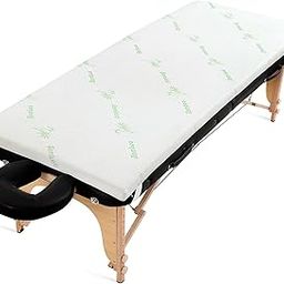 HOMBYS Memory Foam Massage Bed Mattress Topper with Cooling Rayon Derived from Bamboo Cover, Lash Bed Table Mattress Topper with Elastic Bands, Cushion Only, White, 73" x 24"-image-57