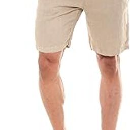 Mens Solid Beige Mercerized Cotton Casual Wear Shorts-image-57