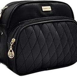 Quilted Crossbody Sling Bag Girls/Women, Black-50
