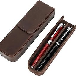 Leather Fountain Pen Case for 2 Pens Handmade Pen Storage Box with Hidden Magnetic Snap Vintage Leather Pen Protective Sleeve-image-71