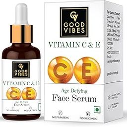Good Vibes Vitamin C & Vitamin E Age Defying Serum, 30 ml Light Weight Non Greasy Helps Reduces Wrinkles Skin Repair, Naturally Glowing Face Serum, No Parabens & Sulphates, No Animal Testing-image-1