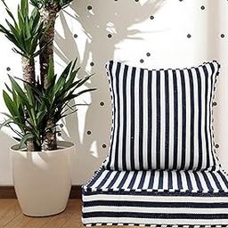 Multipurpose 50x50x8 CM Woven Fashionable High Densitiy Foam Cushion Set for Floor, Patio, Chair and Balcony Garden Seating - Navy Blue Stripe Set, Medium Size - 20x20x3 Inch-picture-21