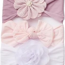 SYGA 3 Pcs Baby Headband Set, Soft Stretchable Nylon Bow and Flower Hairbands, Comfortable and Stylish Headscarf for Newborn, Infant, and Toddler (0-3 Years) (Type-A, Free Size)-image-40