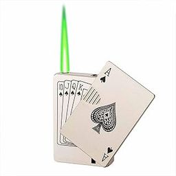 JPack Refillable Metal Side Slider Playing Card Ace/ikka Print Windproof Jet Flame Pocket Lighter Cigarette Lighter Stylish Look Antique Lighter-image-88