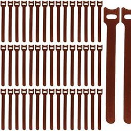 UJEAVETTE 3x50 Pieces Releasable Cable Ties Removable Heavy Duty Fastening Hook and Loop brown-image-13
