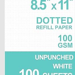A4 Unpunched Refill Paper, Loose Leaf Filler Paper for Ring Binder/Disc Notebook Planner Inserts, 100gsm Dot Grid White Paper, 100Sheets/200Pages, 8.5'' x 11''…-9