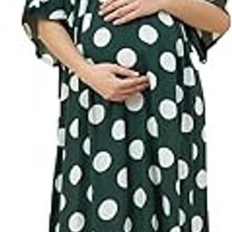 Maternity Nightdress - Green Polka Dot Long Nighty-image-34