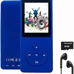 64GB MP3 Player with Speaker Earphones Portable Music Player for Kids Support Music/Picture/Video/Voice Recording/E-Book Blue-image-25