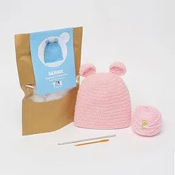 TOK THE ORIGINAL KNIT DIY Crochet Kit- Beanie - Baby Pink, Yarn-image-2