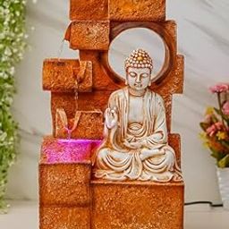 CHRONIKLE Multicolor Polyresin Tabletop Buddha 5 Step Indoor Water Fountain for Home Decor with LED, Speed ​​Control Pump (Size: 25.5 x 17.5 x 44 CM | Weight: 2525Gram)-8
