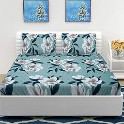 Krishnam Home Extra Pitched Micro Fibre Double Bedsheet with 2 Pillow Cover Sky Blue_(Green)-image-38